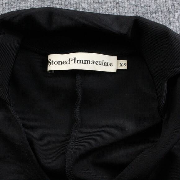 Stoned Immaculate Romper Womens XS Zip Disco Jumpsuit Black Retro Quiet Luxury - Picture 10 of 15